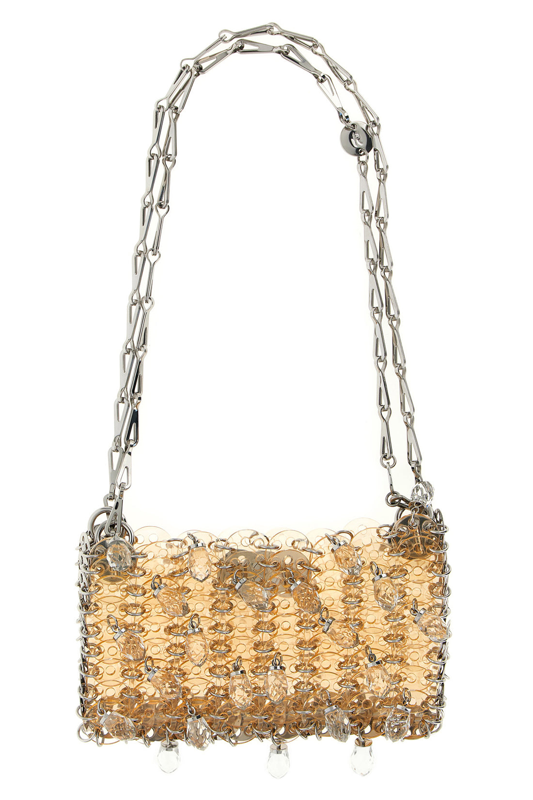 RABANNE OS 1969 nano crystal resin shoulder bag in metal mesh