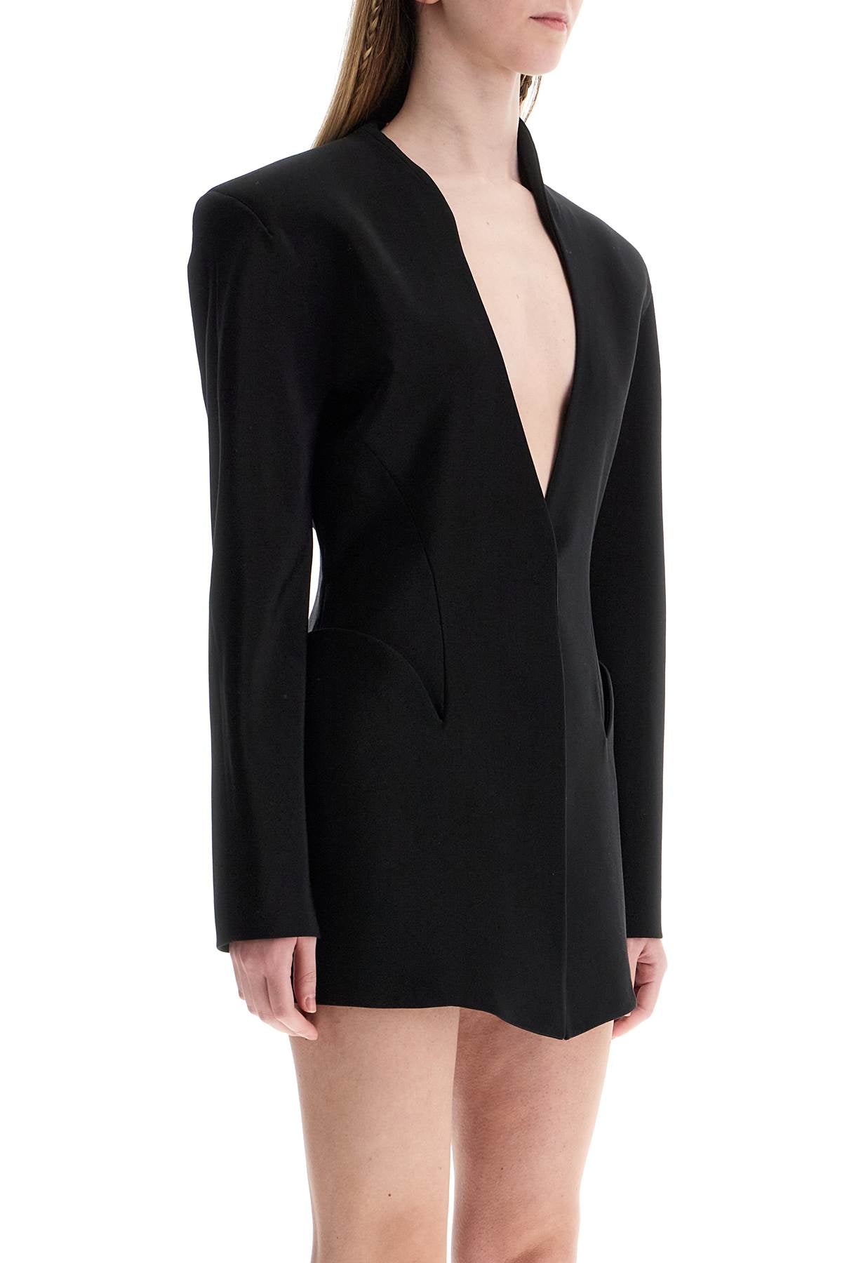 short black v-neck jacket with contemporary design