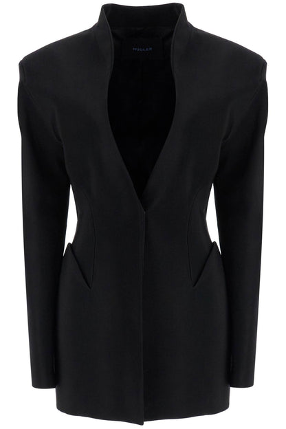 short black v-neck jacket with contemporary design