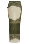 re-edition - the green cartouche long skirt in semi-transparent stretch tulle