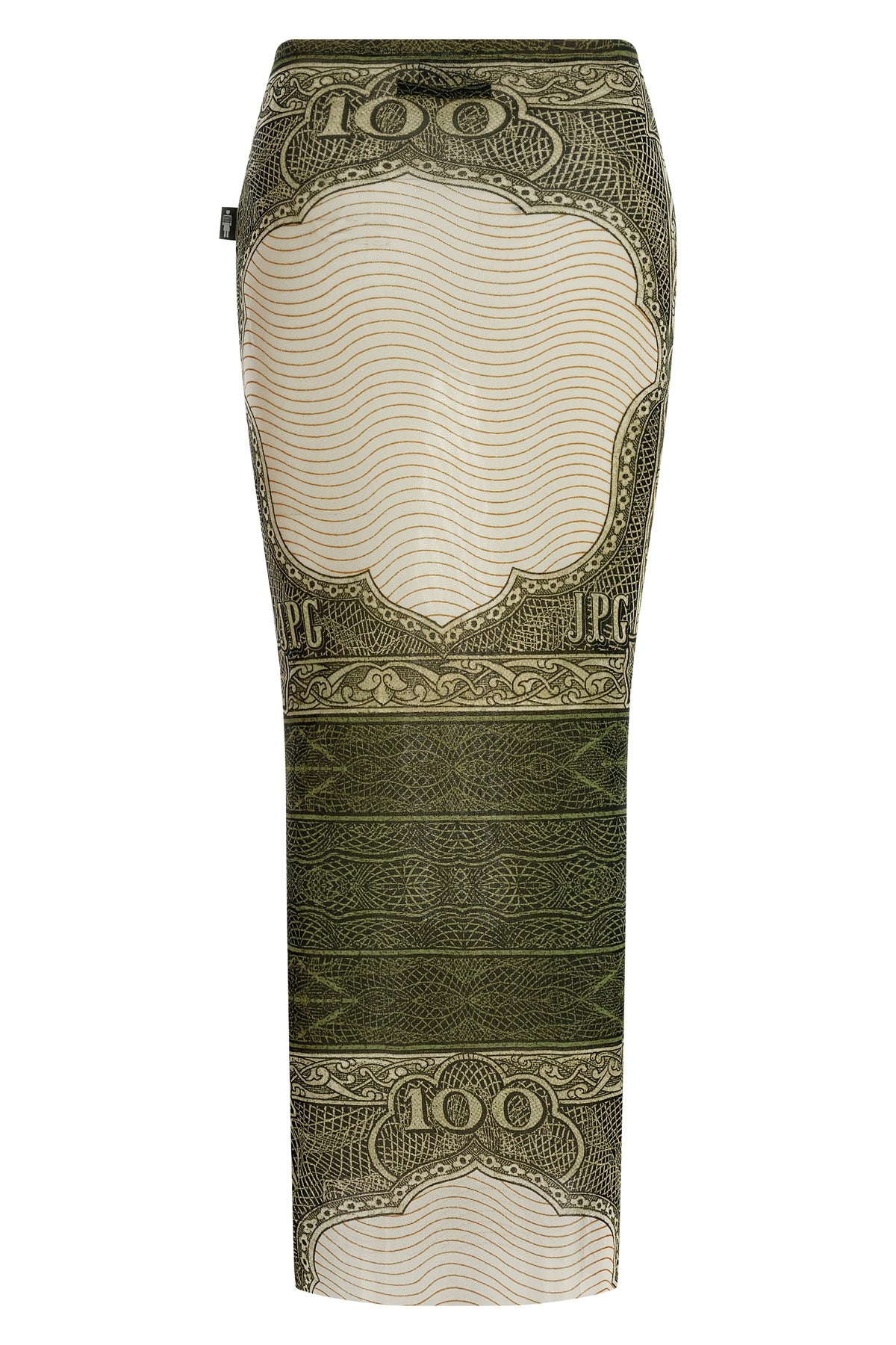 re-edition - the green cartouche long skirt in semi-transparent stretch tulle