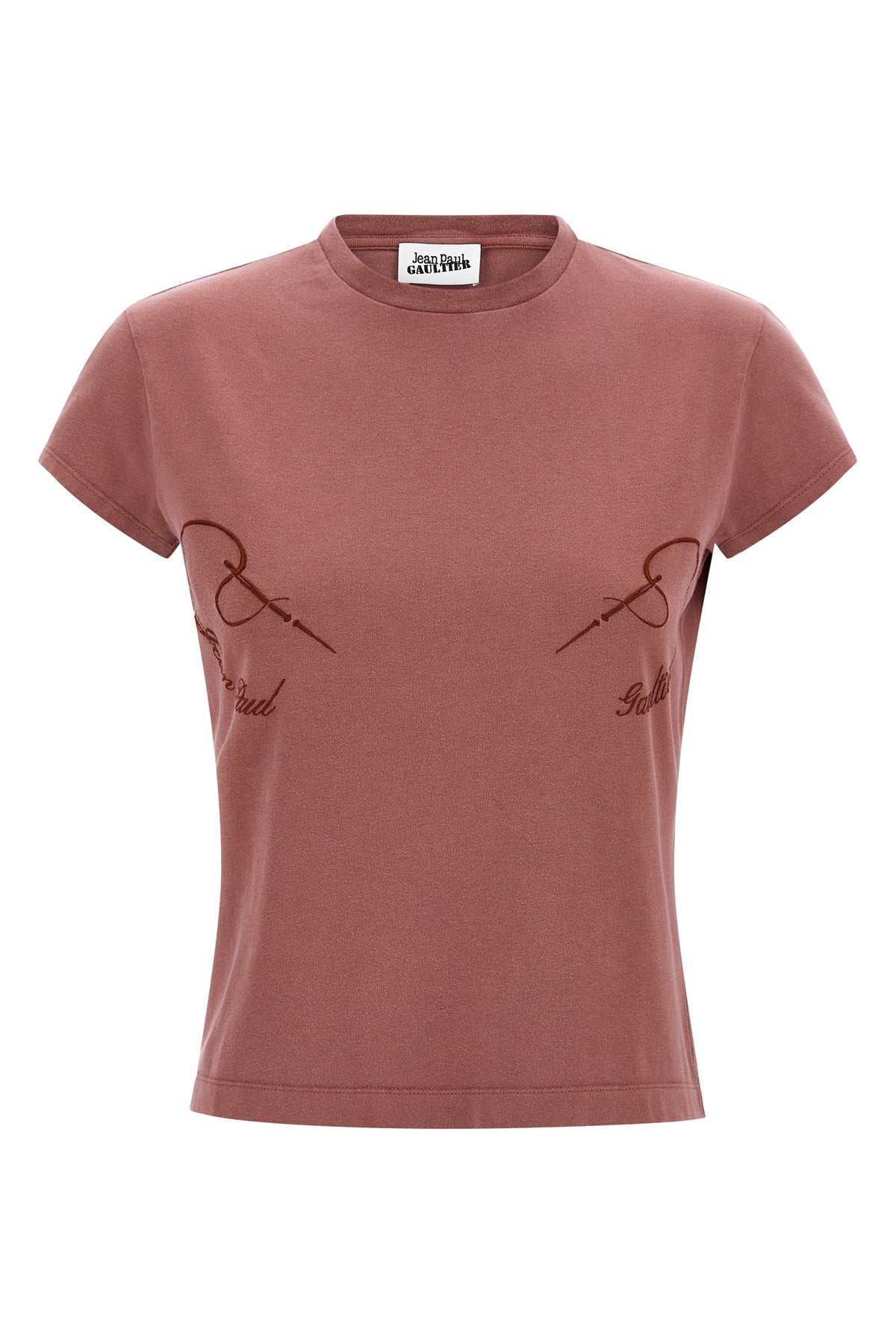 the needles embroidered faded effect cotton t-shirt