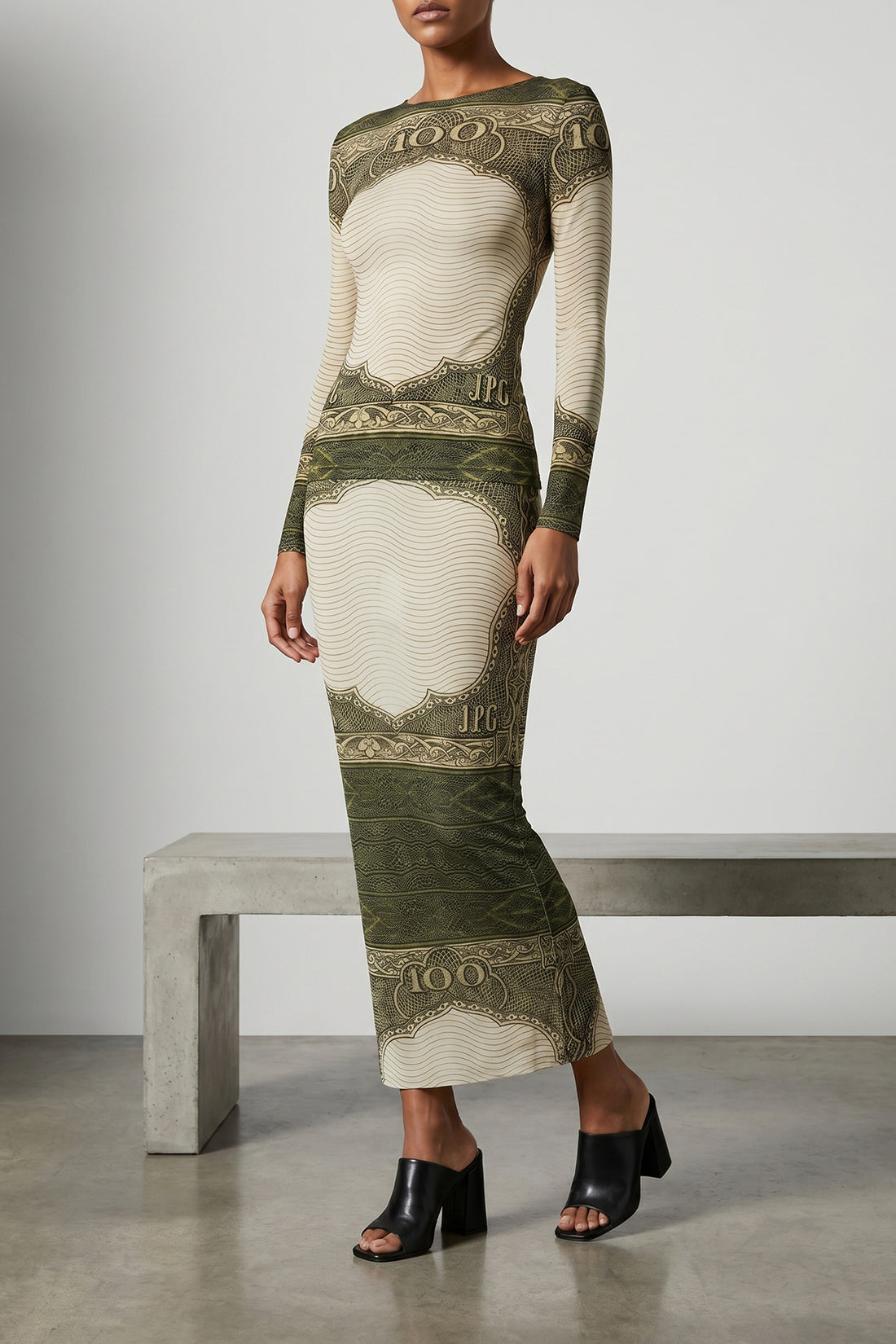 JEAN PAUL GAULTIER S re-edition - the green cartouche top in semi-transparent stretch tulle