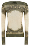 re-edition - the green cartouche top in semi-transparent stretch tulle