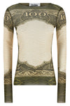 re-edition - the green cartouche top in semi-transparent stretch tulle