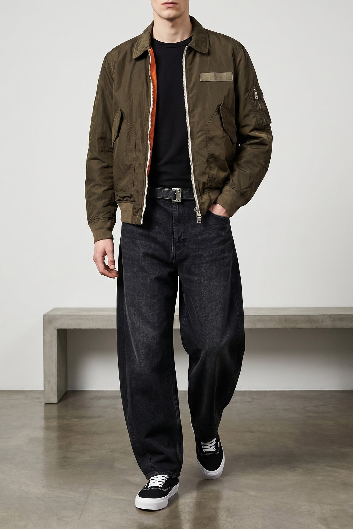 crumpled effect treated nylon twill jacket