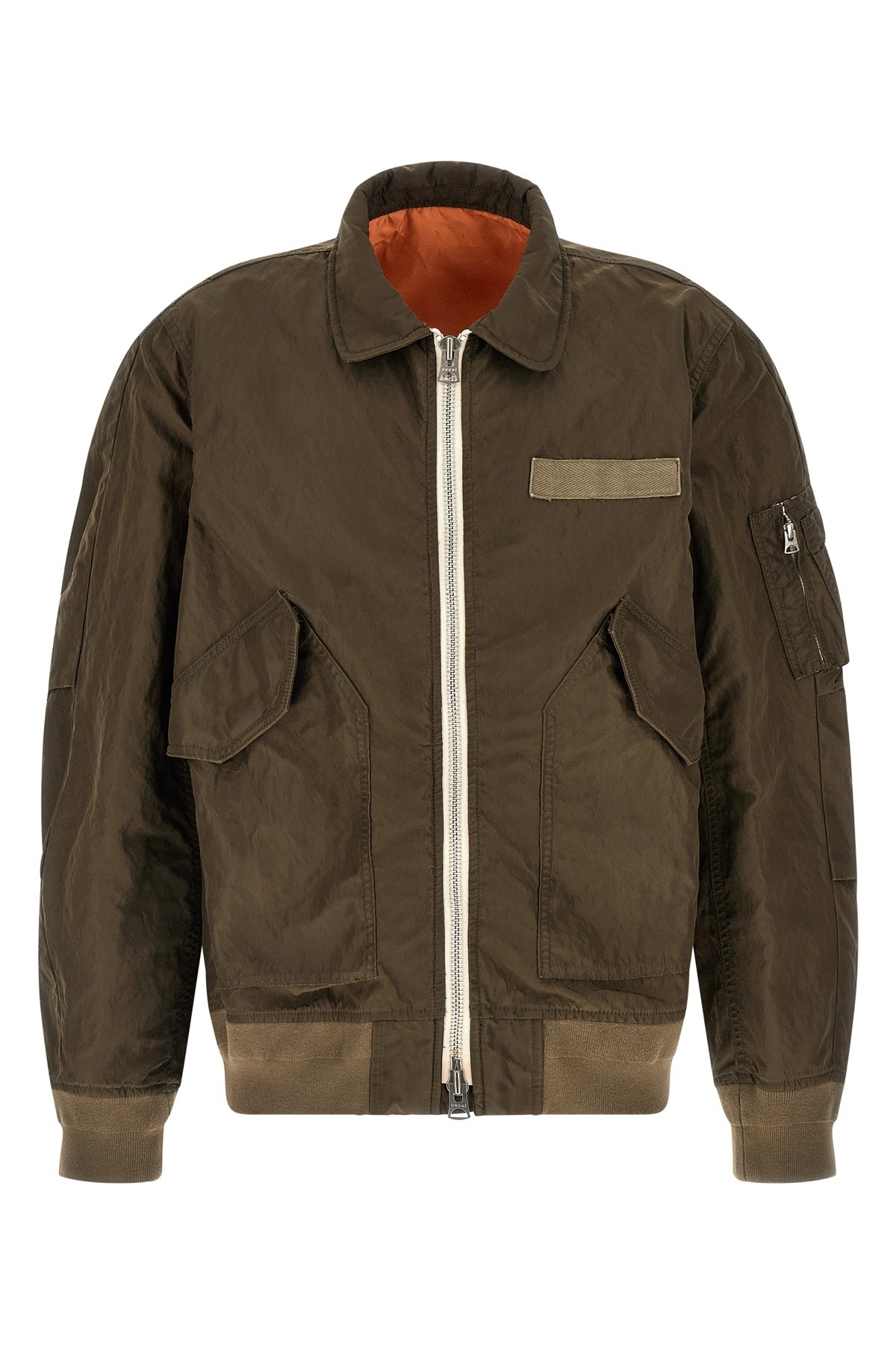 crumpled effect treated nylon twill jacket