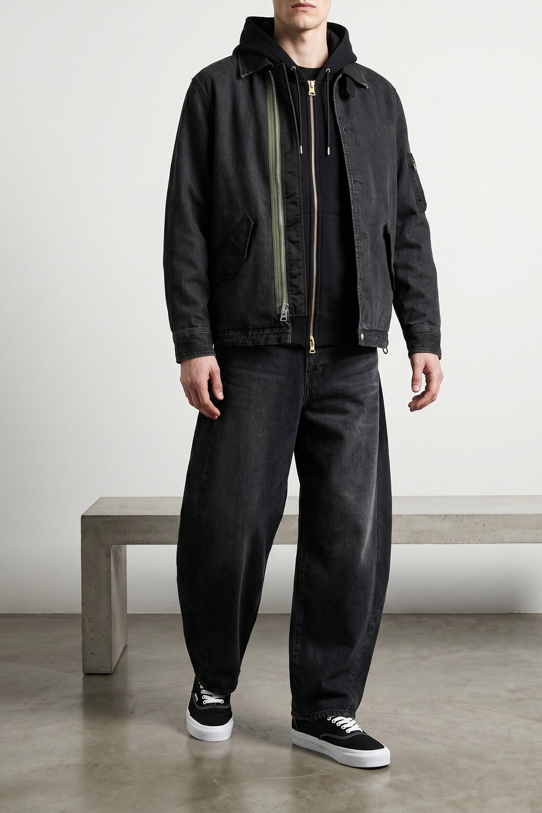 SACAI 2 garment-dyed cotton denim jacket