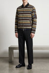 horizontal stripe patterned satin-effect fabric blouson