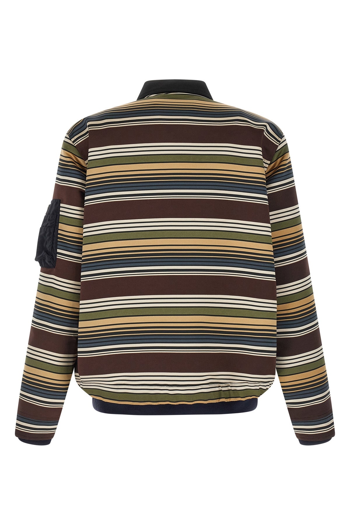 horizontal stripe patterned satin-effect fabric blouson