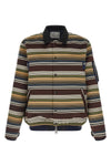 horizontal stripe patterned satin-effect fabric blouson