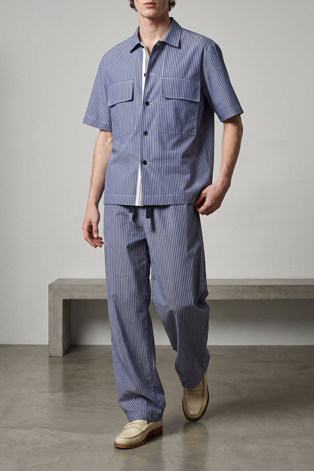 SACAI 4 striped cotton poplin shirt
