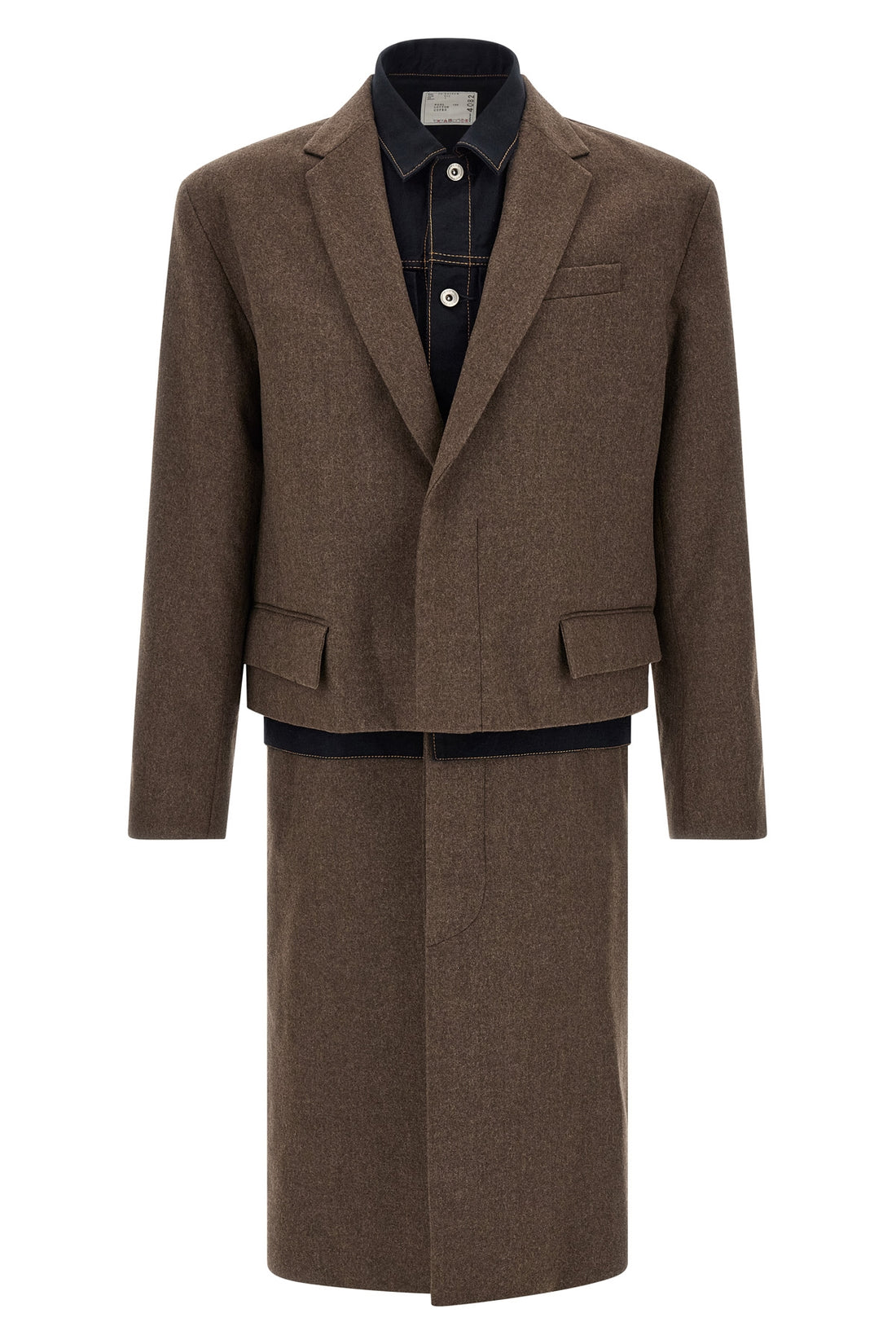 SACAI 3 the sacai wool flannel x denim coat