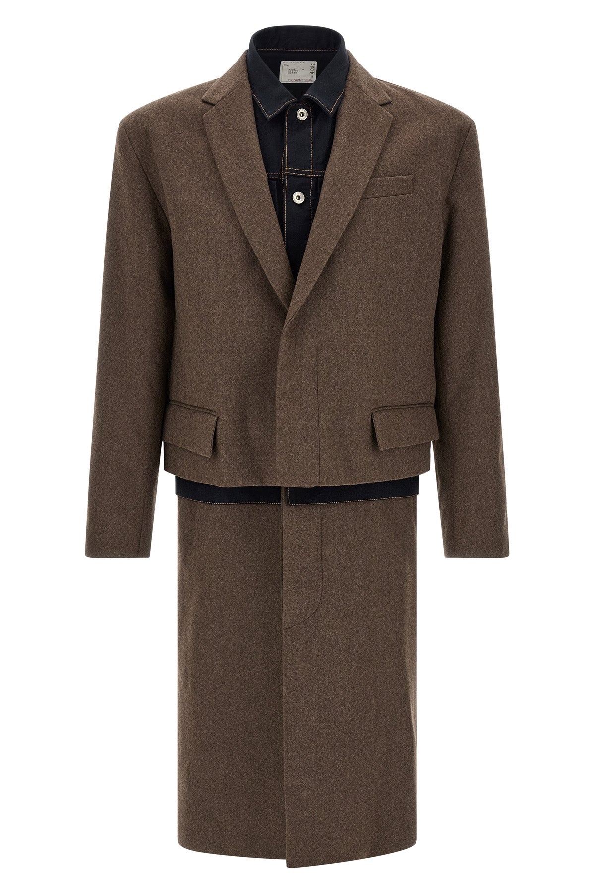 the sacai wool flannel x denim coat