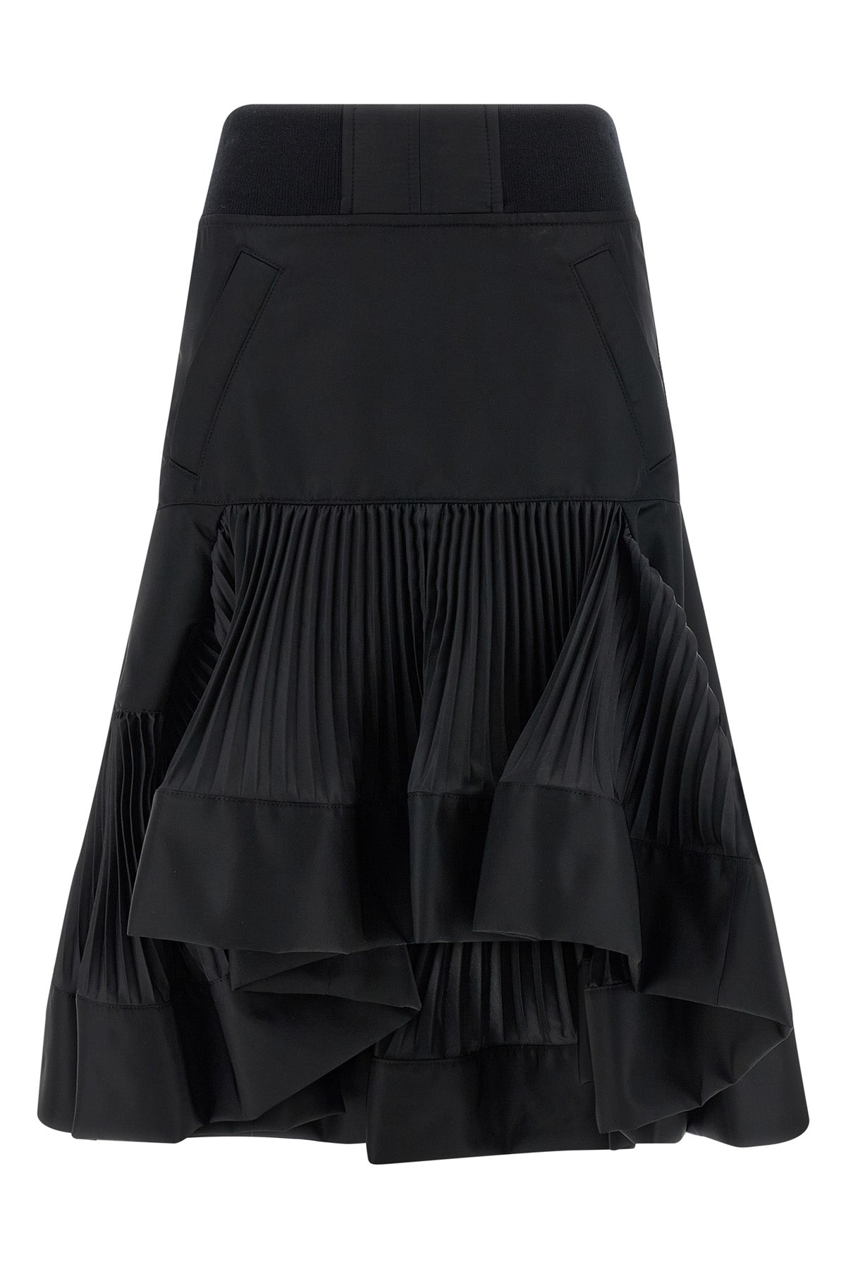 nylon twill midi skirt