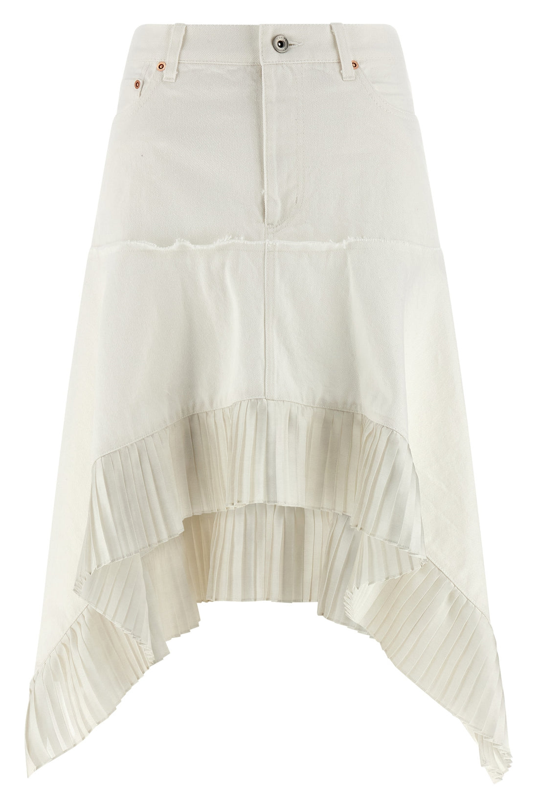 SACAI 1 midi skirt in garment-dyed cotton denim