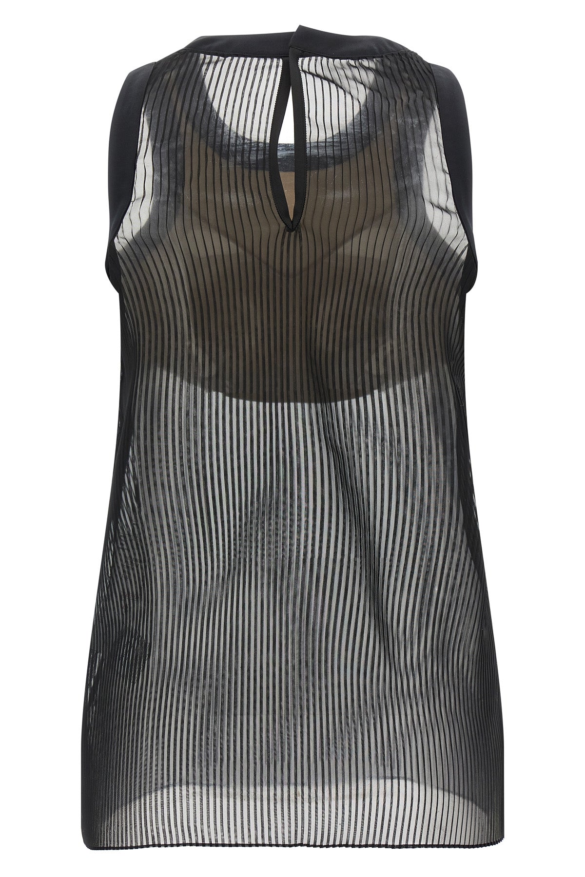 pleated semi-sheer chiffon top
