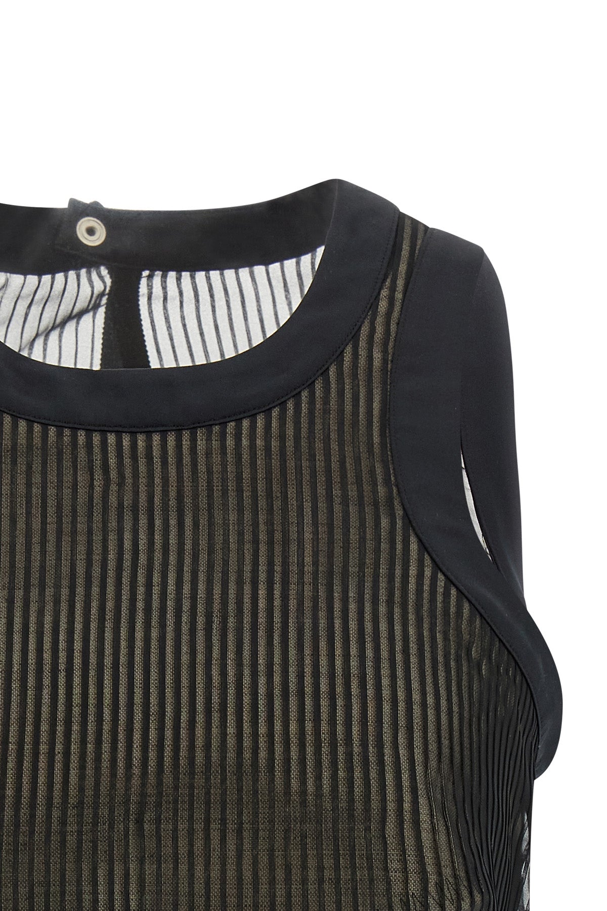 pleated semi-sheer chiffon top