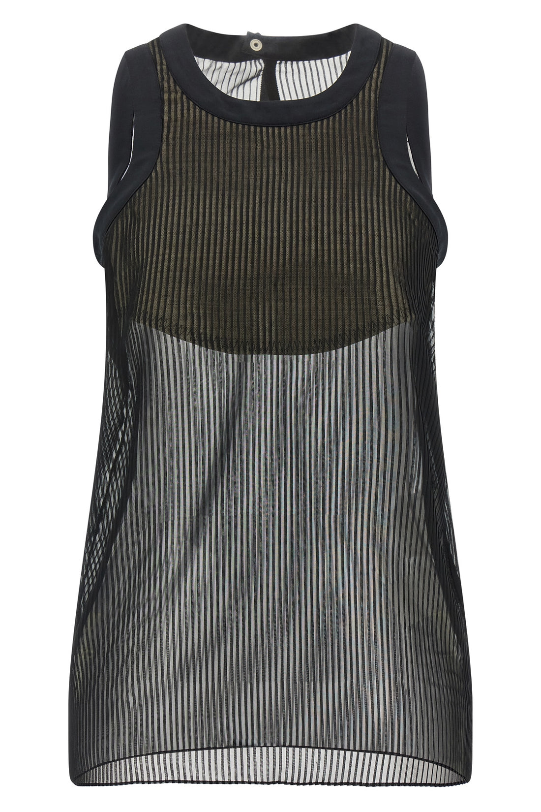 SACAI 1 pleated semi-sheer chiffon top