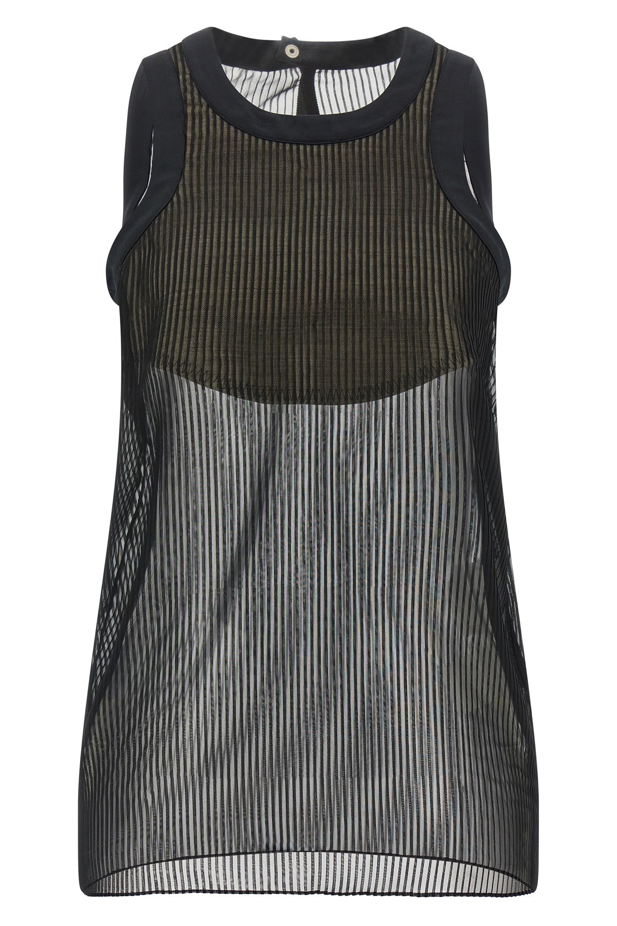 pleated semi-sheer chiffon top