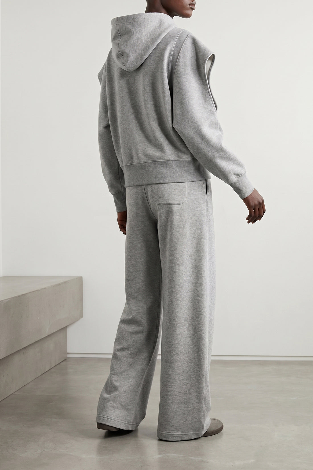 SACAI 2 sponge hoodie in mélange cotton blend