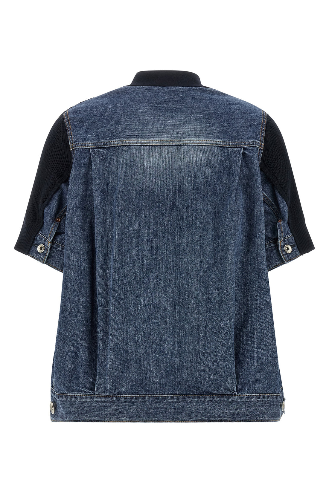 SACAI 1 denim x knit cotton denim cardigan