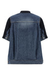 denim x knit cotton denim cardigan