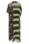 pattern mix satin-effect fabric midi dress