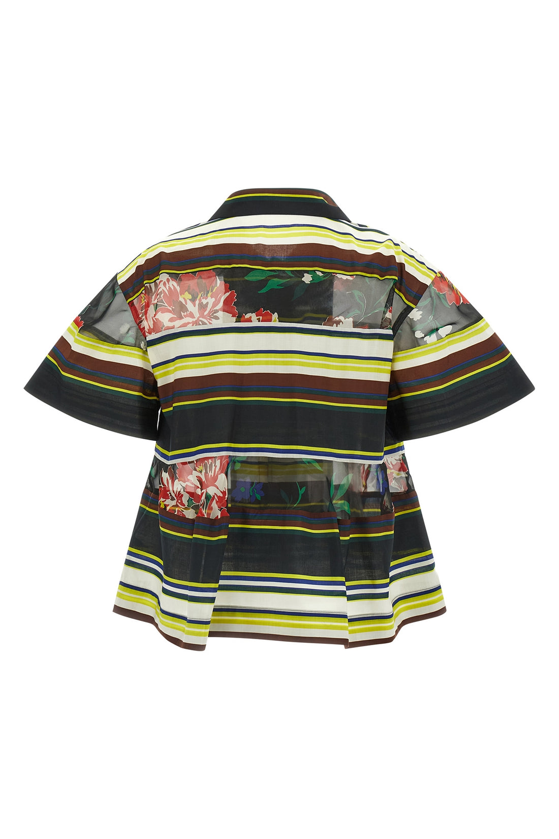 SACAI 2 pattern mix horizontal striped fabric shirt
