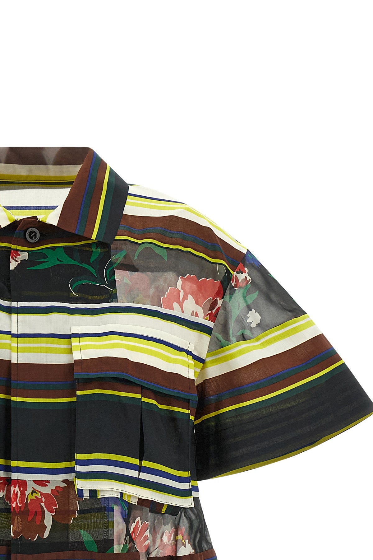 pattern mix horizontal striped fabric shirt