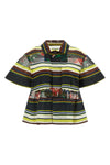 pattern mix horizontal striped fabric shirt