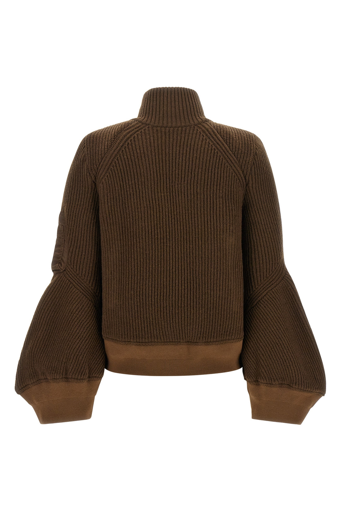 SACAI 1 the sacai pure brown wool cropped blouson features a thick ribbed pattern that d