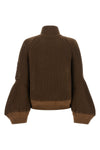 the sacai pure brown wool cropped blouson features a thick ribbed pattern that d