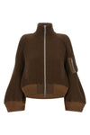 the sacai pure brown wool cropped blouson features a thick ribbed pattern that d