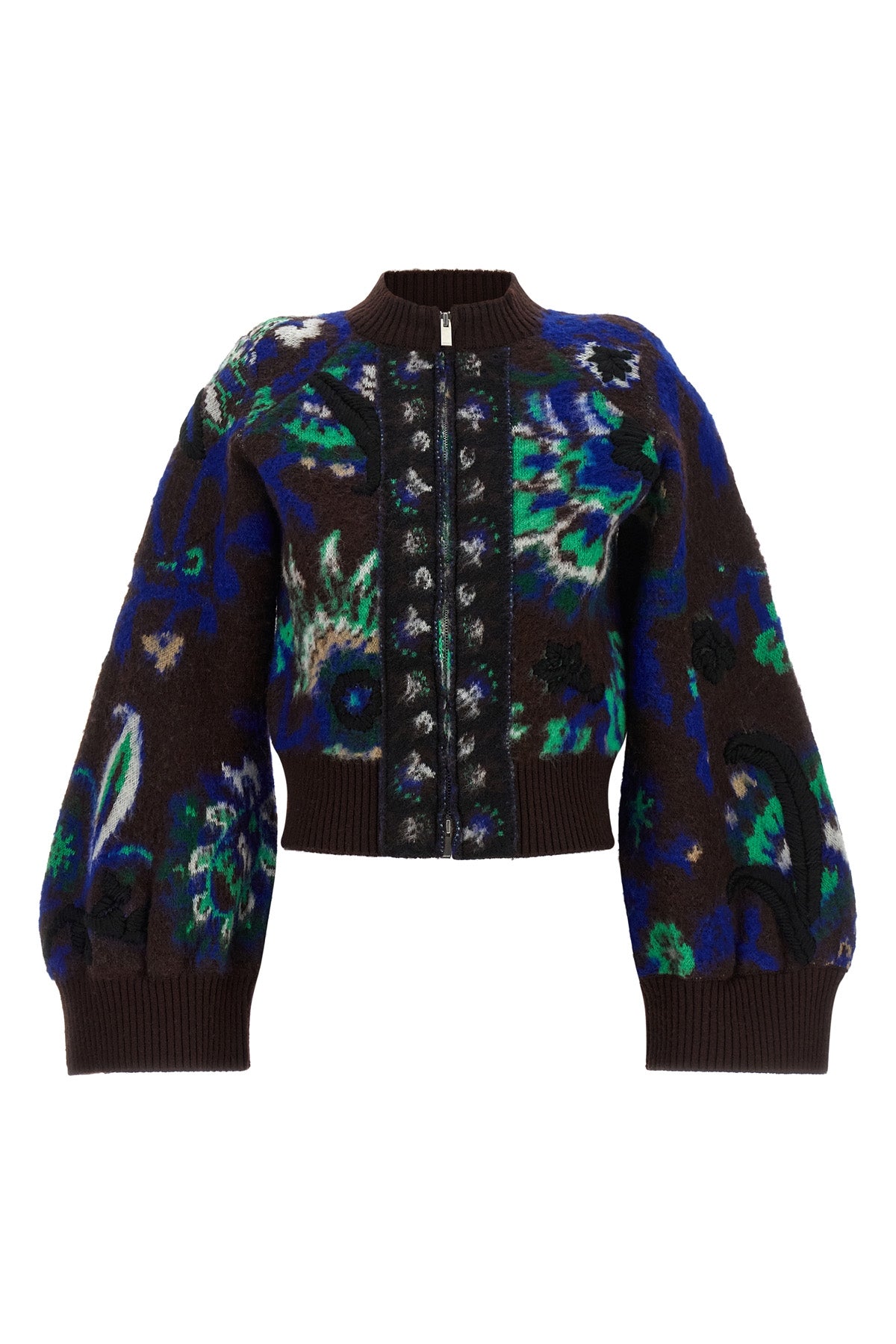 the sacai blouson redefines the codes of knitwear through a silhouette crop