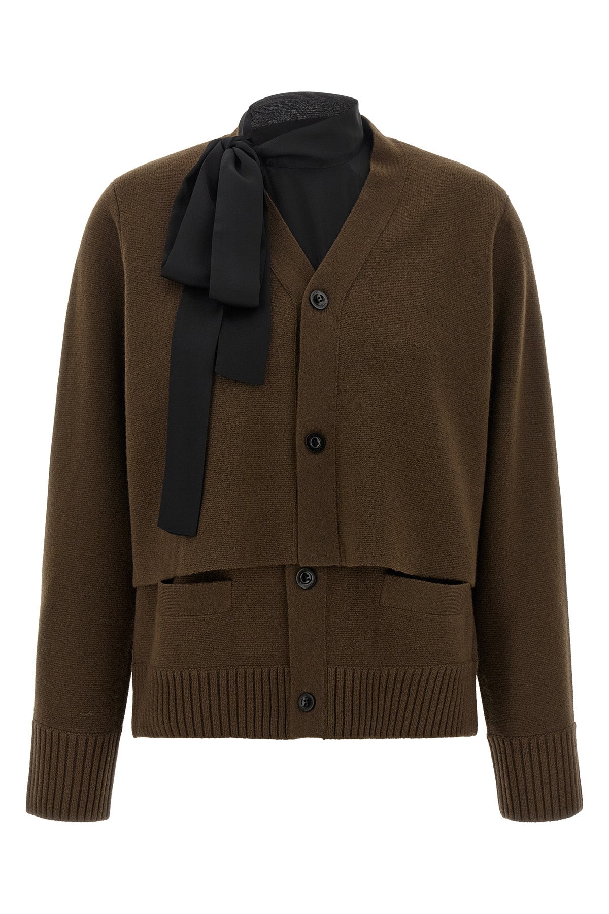 the sacai cardigan redefines knitwear codes through the brands unmistakable dec