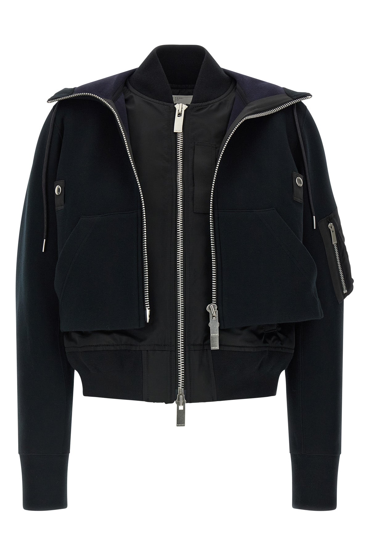 sacais double-layer bomber jacket redefines streetwear codes through a complex