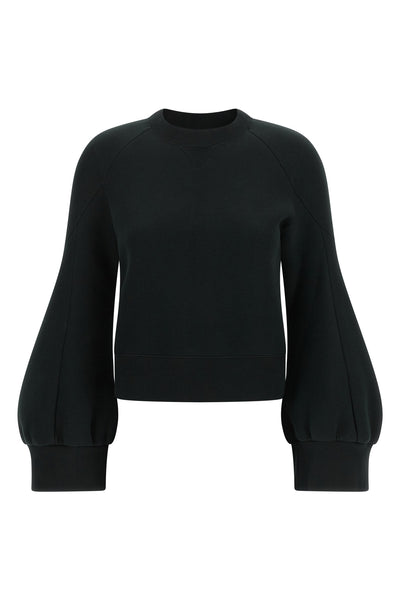 the sacai sweatshirt redefines the volumes of sports knitwear through a sartoria