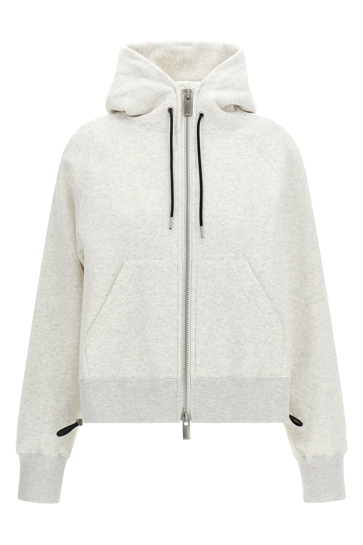 the sacai hoodie in grey mélange cotton jersey redefines classic volumes