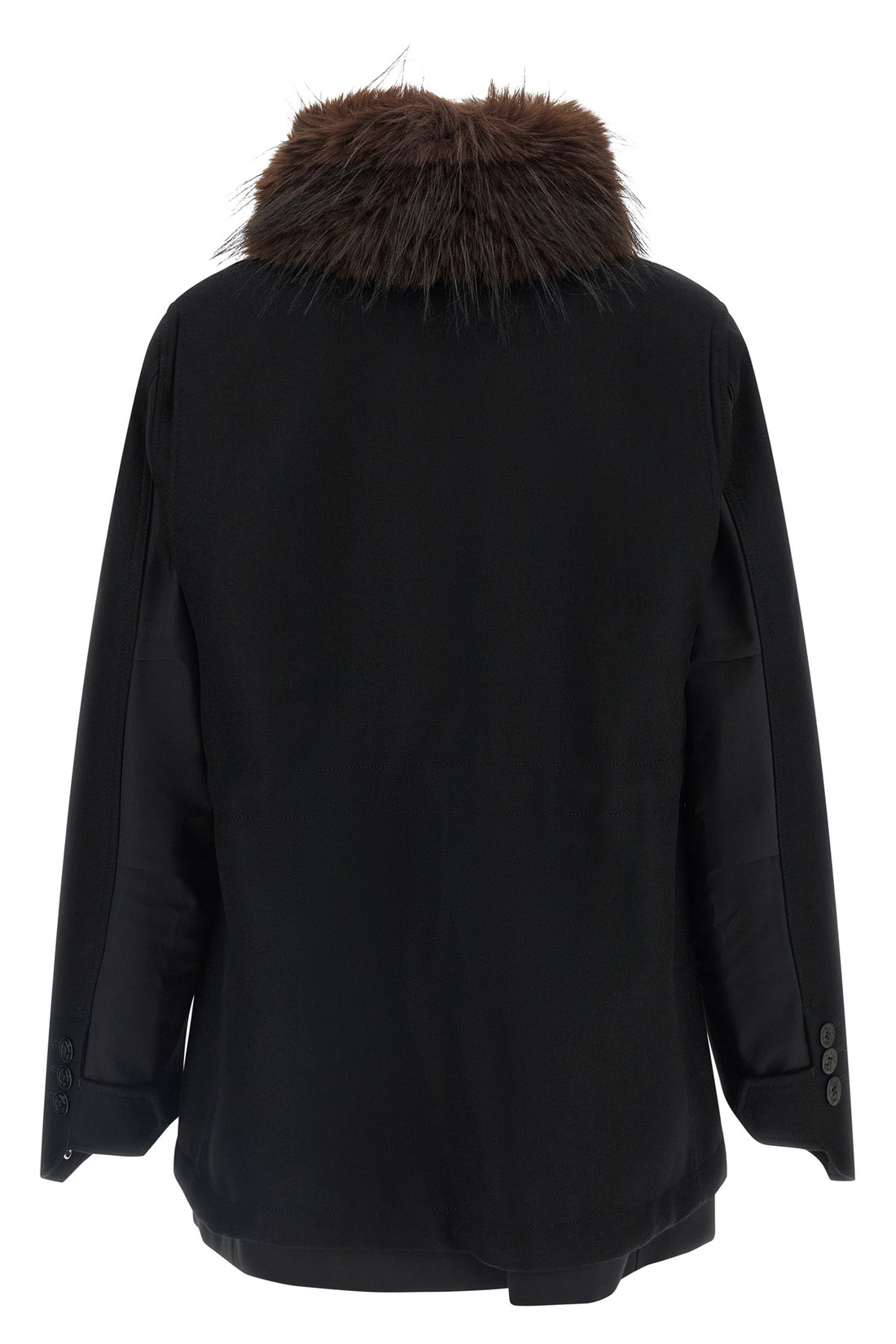 SACAI 2 the sacai black jacket redefines the codes of outerwear through a complex hybrid