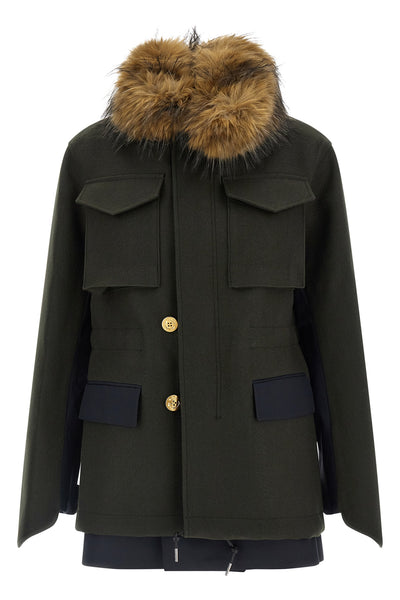the sacai jacket redefines the codes of outerwear through a complex hybrid const