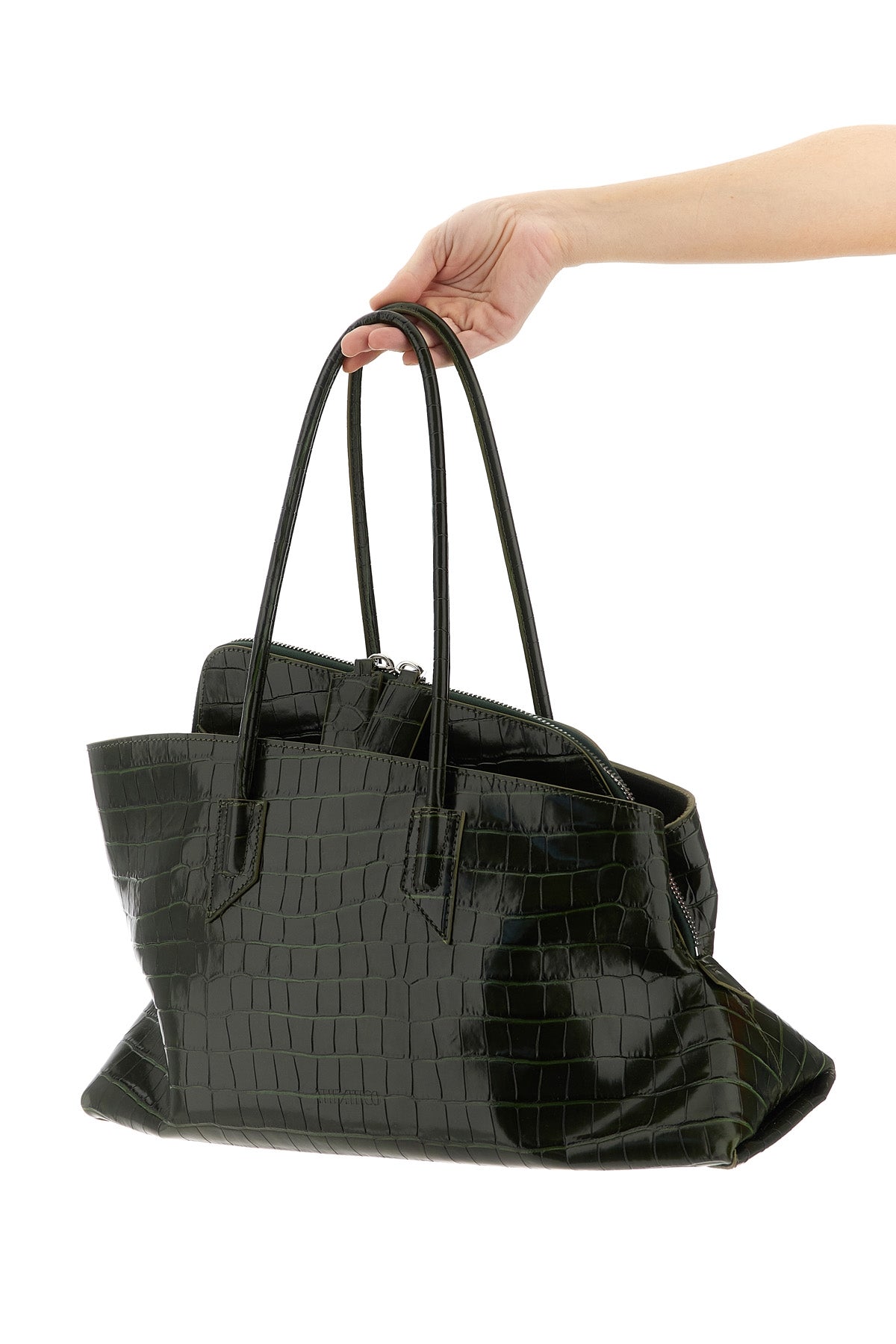 la passeggiata medium crocodile-print leather shoulder bag