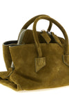 the the attico la passeggiata mini handbag is made of soft olive green suede