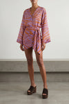 il primo bagno mini dress in light all-over animal print cotton muslin