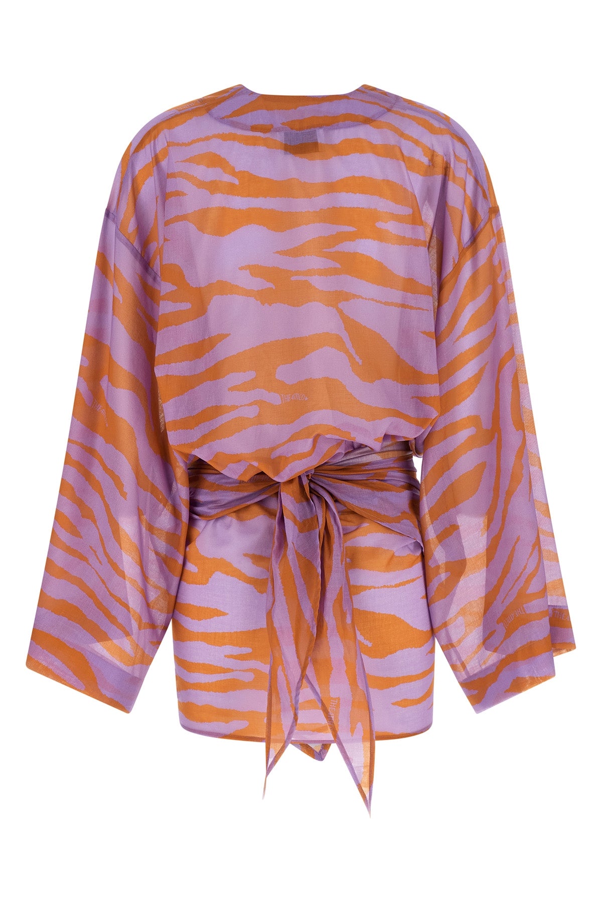 il primo bagno mini dress in light all-over animal print cotton muslin
