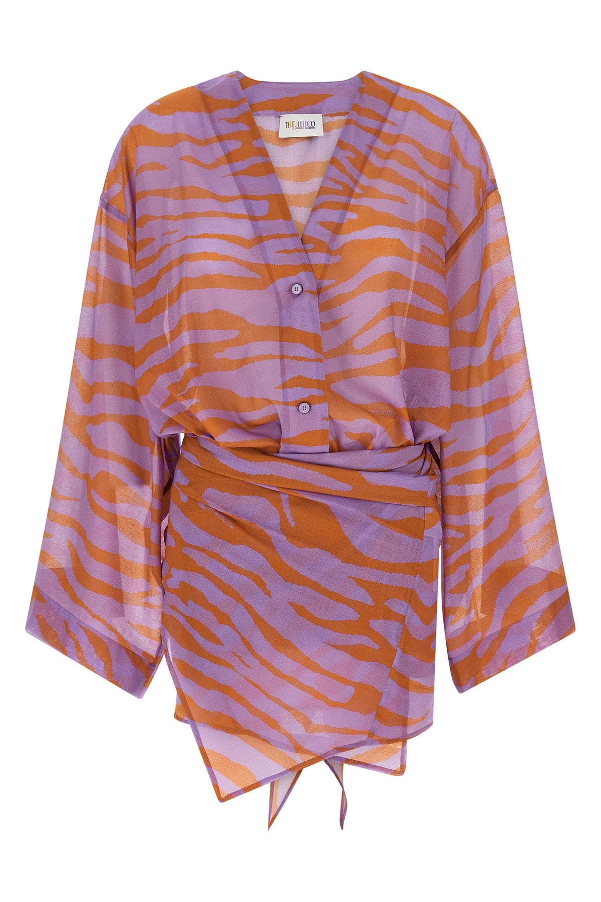 il primo bagno mini dress in light all-over animal print cotton muslin