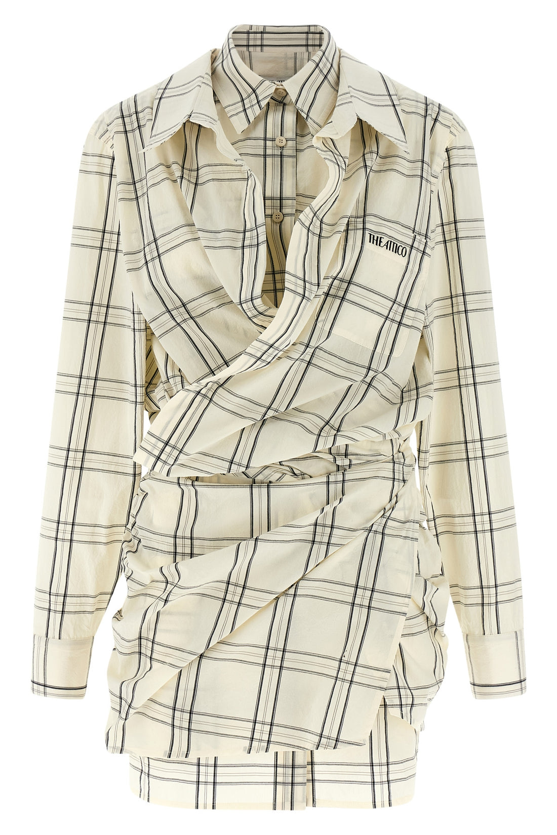 THE ATTICO 38 check-print cotton poplin mini dress