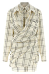 check-print cotton poplin mini dress