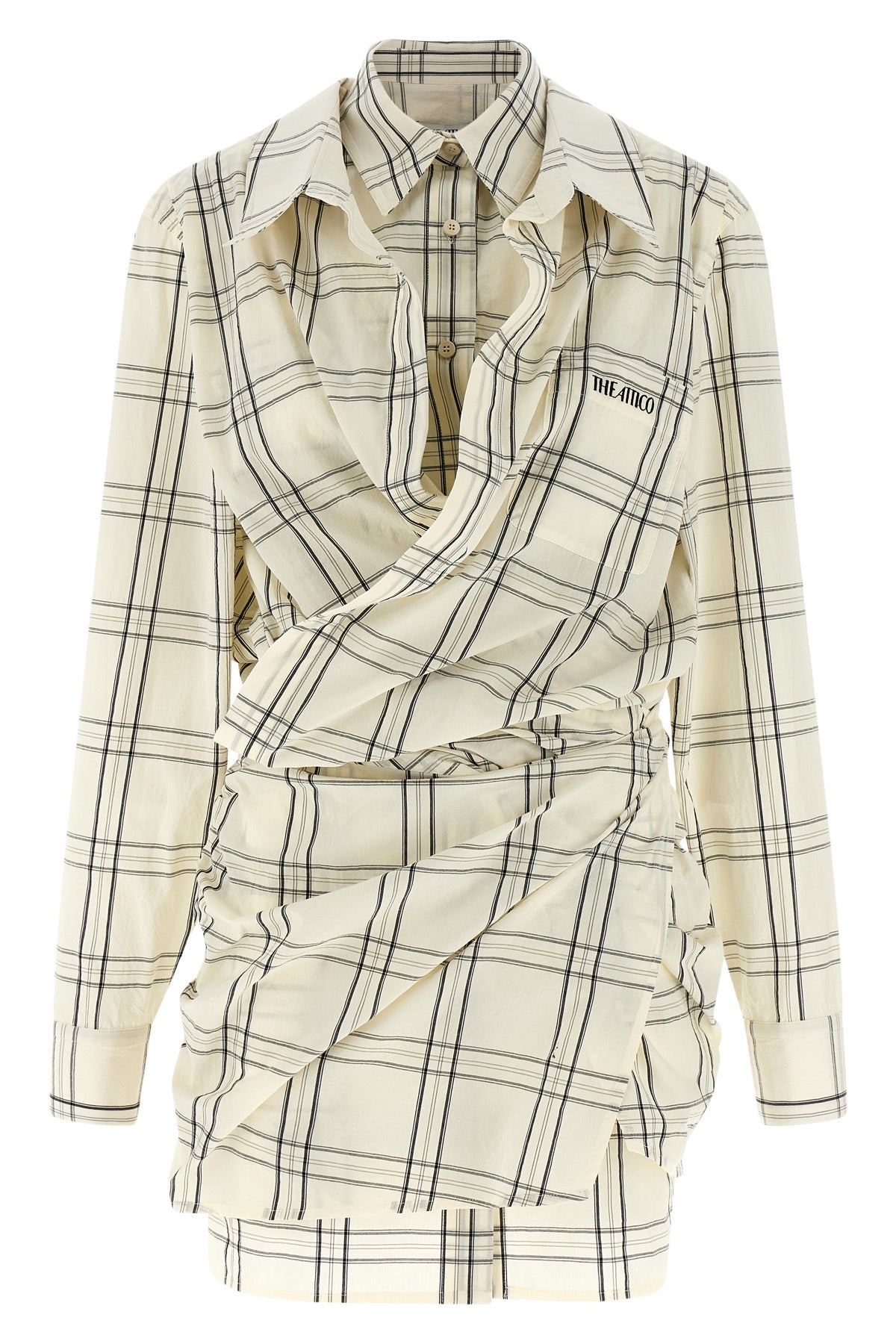 check-print cotton poplin mini dress