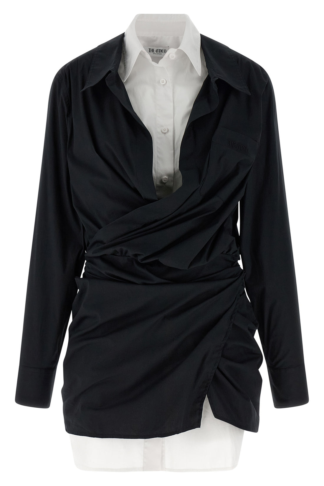 THE ATTICO 36 double layer mini dress in stretch cotton poplin